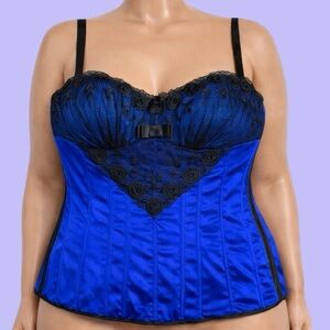 1990s Intimate Attitudes Blue Lace Bustier Corset